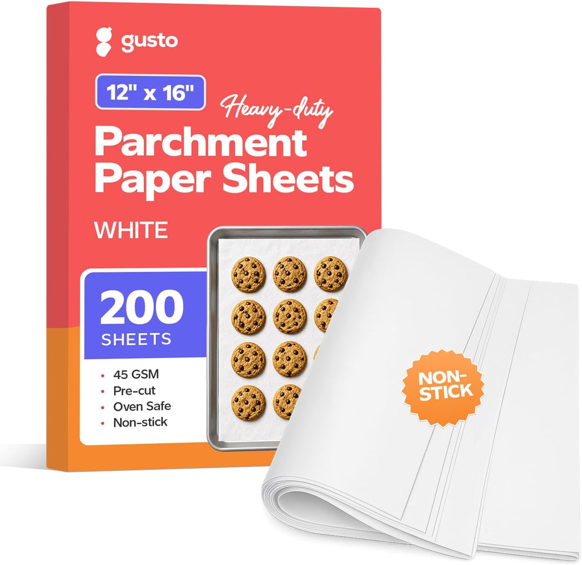 12 x 16 Inch Baking Parchment Paper Sheets [200 Count] White