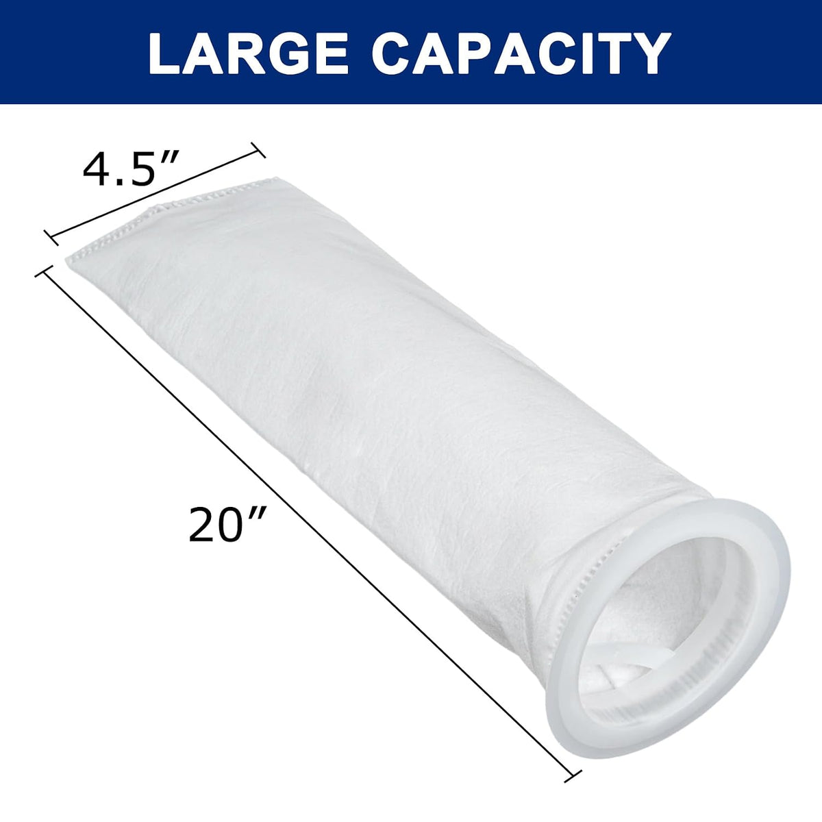 CARGEN 5 Micron Filter Bag Polypropylene 4.5" x 20" with Plastic Ring