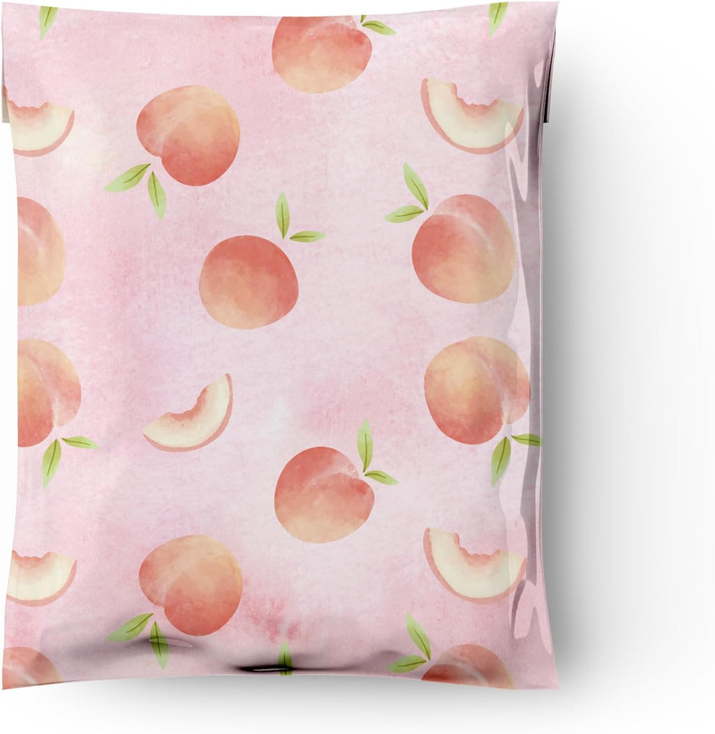 10x13 (100) Peaches Designer Poly Mailers Waterproof Self Sealing Tear Resistant Polymailers Shipping Envelopes