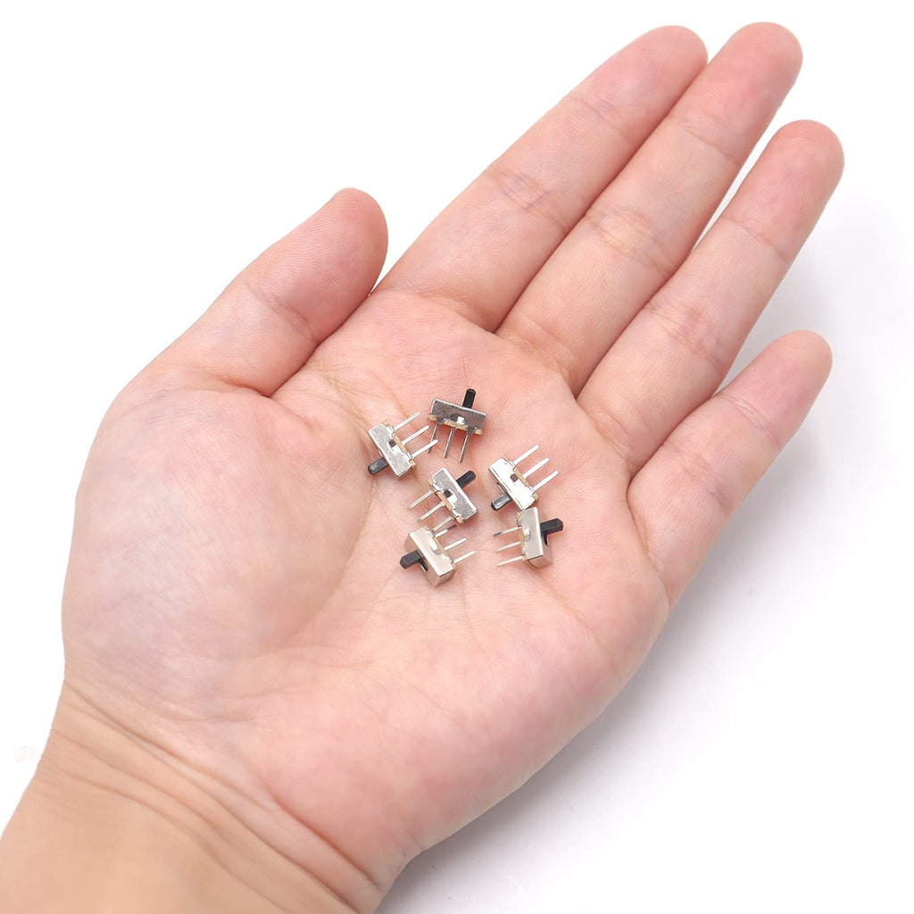 100PCS 3mm High Knob Vertical Micro Mini Slide Switchs,3 Pin 2 Position 1P2T SPDT Toggle Switches Panel Mount DC 50V 0.5A SS12D00-G3