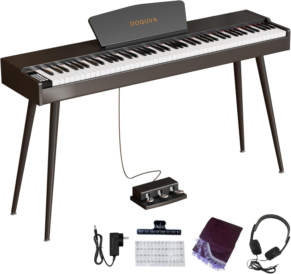 Digital Piano 88 Key Weighted Keyboard Full Size Electric Piano | For Beginners With Three-pedal Piano Cover