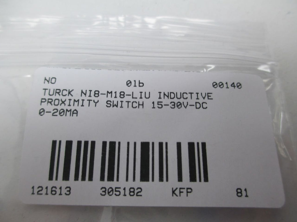 NEW TURCK NI8-M18-LIU INDUCTIVE Proximity Switch 15-30V-DC 0-20MA D305182