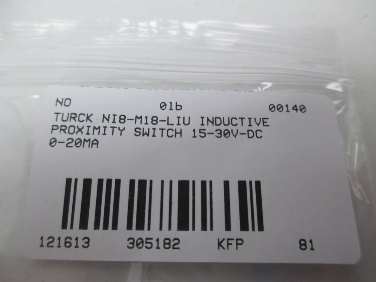 NEW TURCK NI8-M18-LIU INDUCTIVE Proximity Switch 15-30V-DC 0-20MA D305182