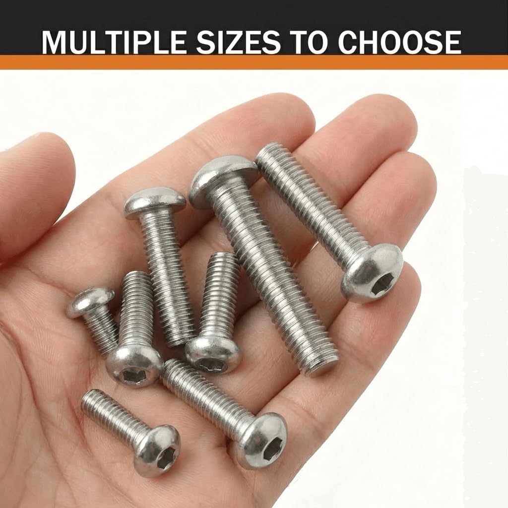 M3 x 20mm (50 Pack) Button Head Socket Cap Screws, 304 Stainless Steel 18-8, Bright Finish, Fully Machine Thread
