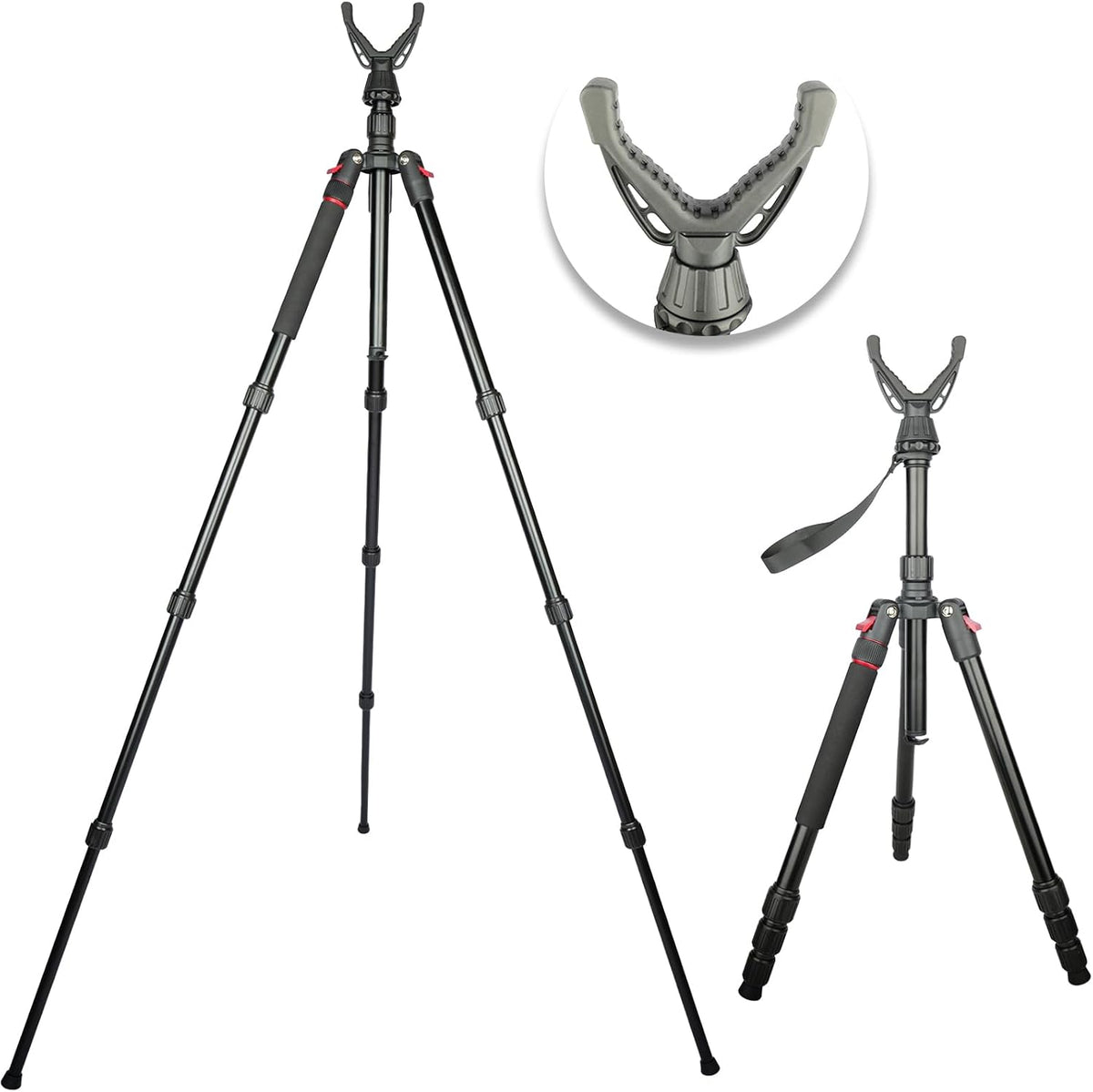 Adjustable Shooting Tripod for Rifles,Shooting Stick 3-in-1 Convertible Tripod/Monopod/Bipod, 22.8″-61″ Height