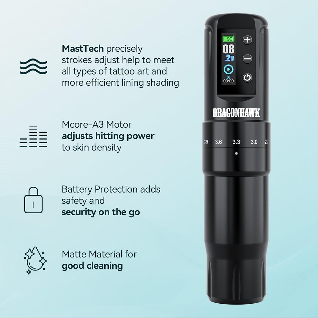 Atom2 Pro Wireless Tattoo Pen Kit with 2 Batteries