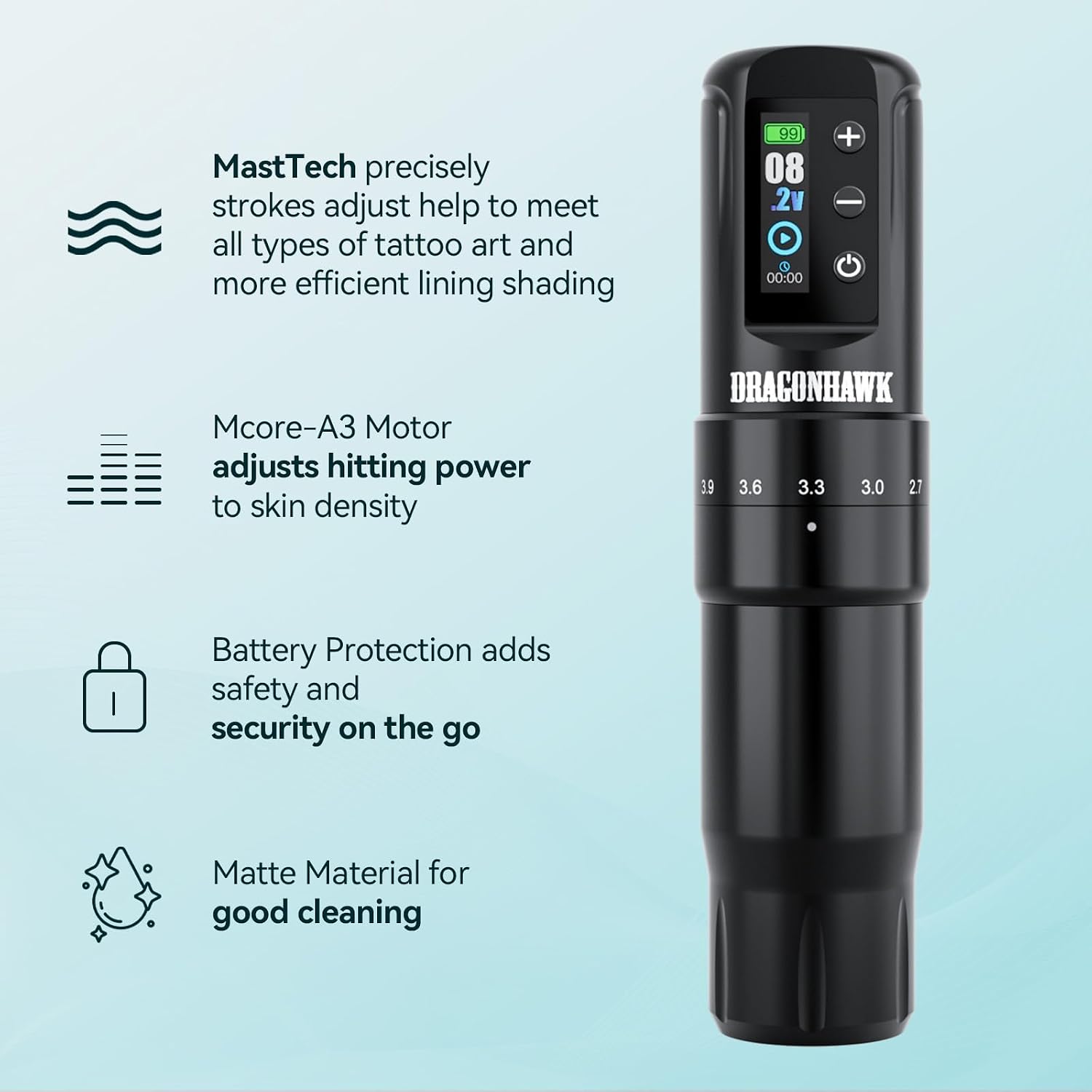 Atom2 Pro Wireless Tattoo Pen Kit with 2 Batteries