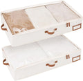 Large Under Bed Storage Containers with Handles and Label Holder, 2 Pack Ultra-thick Fabric Underbed Bins, Closet