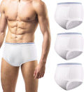 Carer Men's Washable Incontinence Underwear M65, 3-Pack, White, Large
