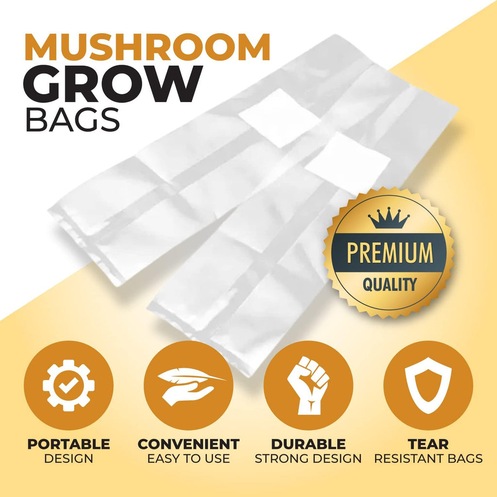 60 Pack, Mushroom Grow and Spawn Bags - Extra Thick Polypropylene Material, Tear Resistant - Size 13" x “4 x “4 with