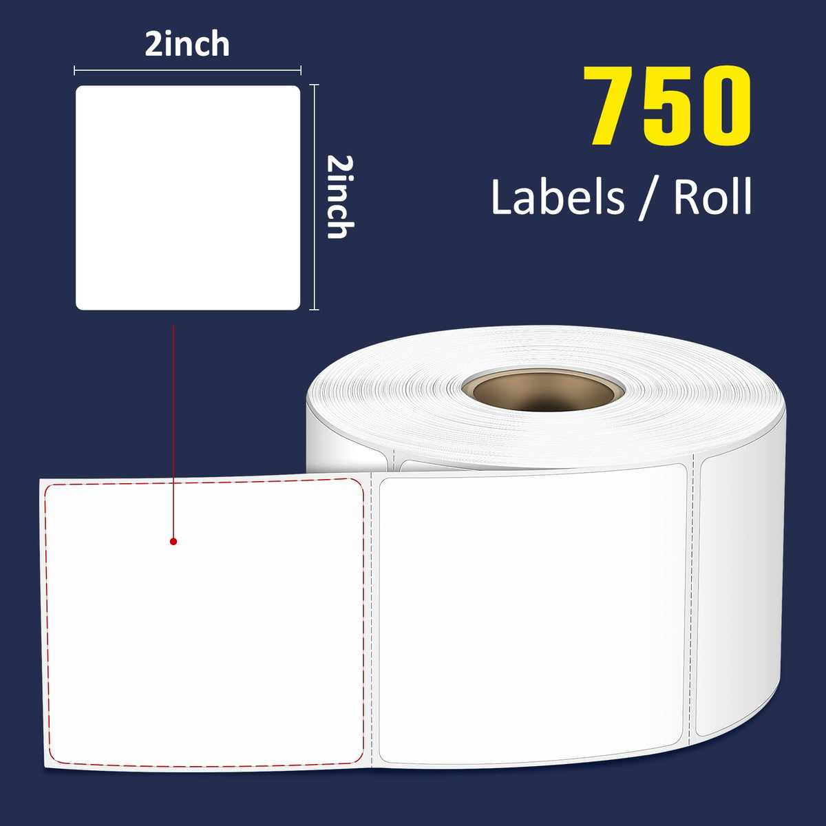7500 Direct Square Thermal Labels 2" x 2", QR Code&Barcode Stickers