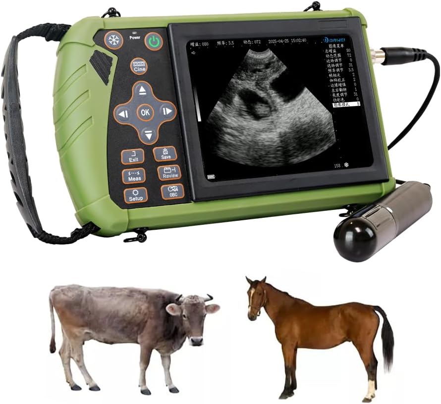 Rectal & Convex Dual-Use Probe Veterinary Ultrasound Machine for Cattle and Horse, Portable Handheld Vet Scanner for