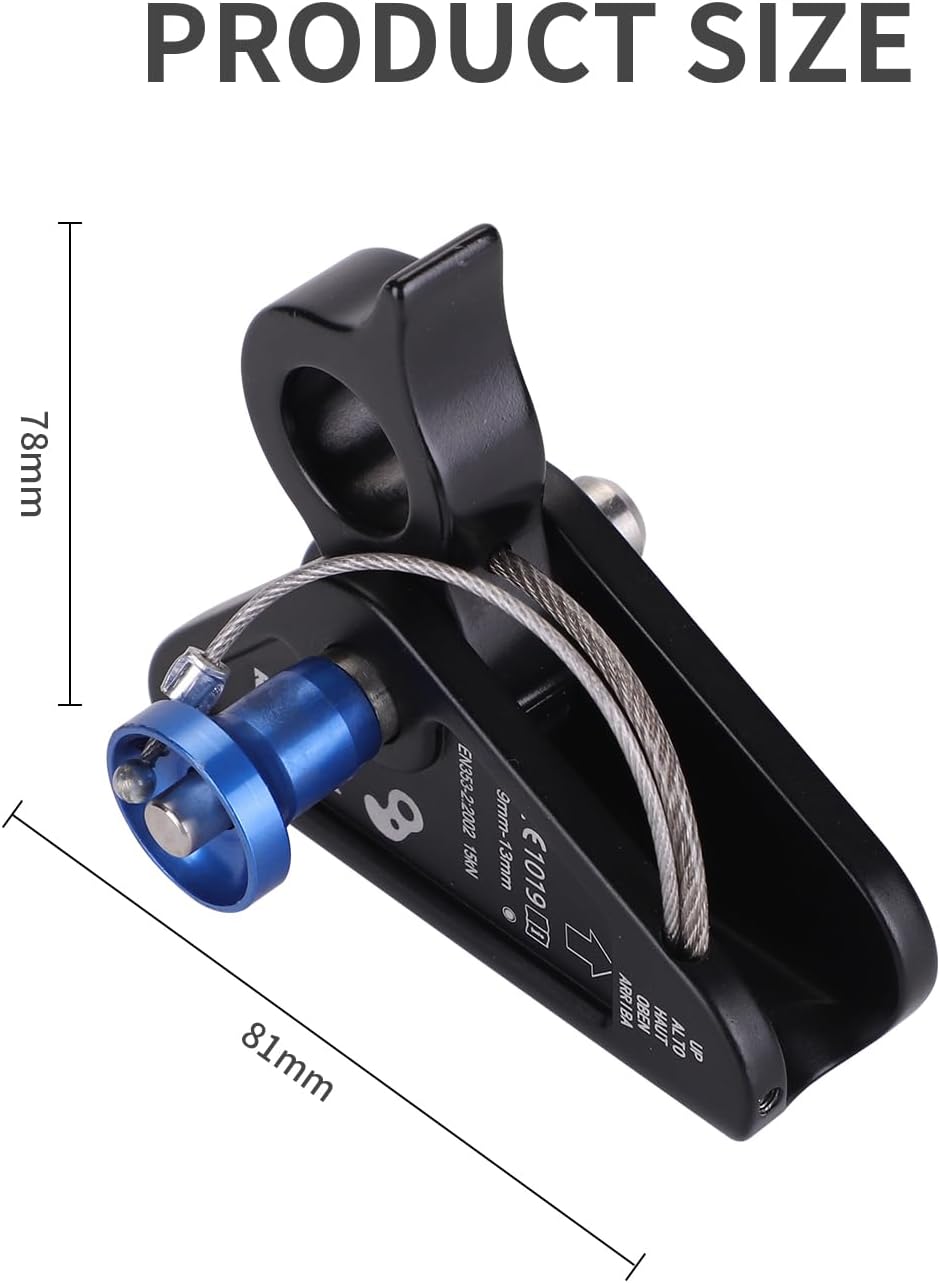 15KN Detachable Rope Grab Ascender,11-13 MM Rope Flip Line Climbing Ascender for Rock Climbing, Tree Climbing and