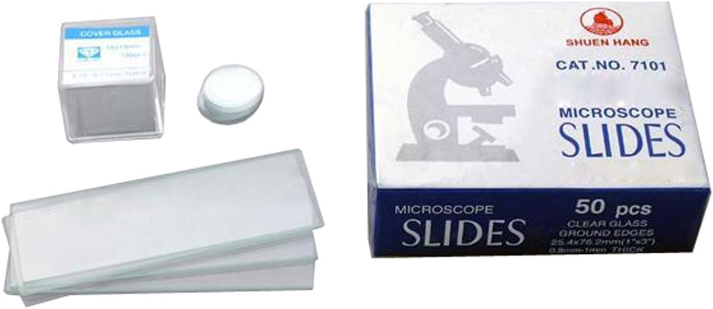 BS-50P-C-R BS-50P-C 50pc Blank Pre-Cleaned Microscope Glass | 50 Blank 1 x 3 Inch Microscope Slides with 100 Round 18