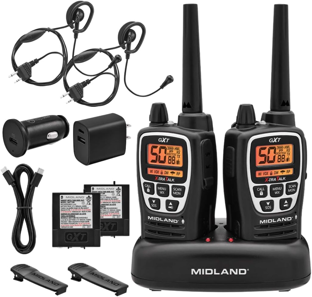 GXT3000 GMRS JIS4 Two-Way Radio, Black/Silver, 2-Pack | 50-Channel, Repeater Capable, Long Range, 142 Privacy Codes