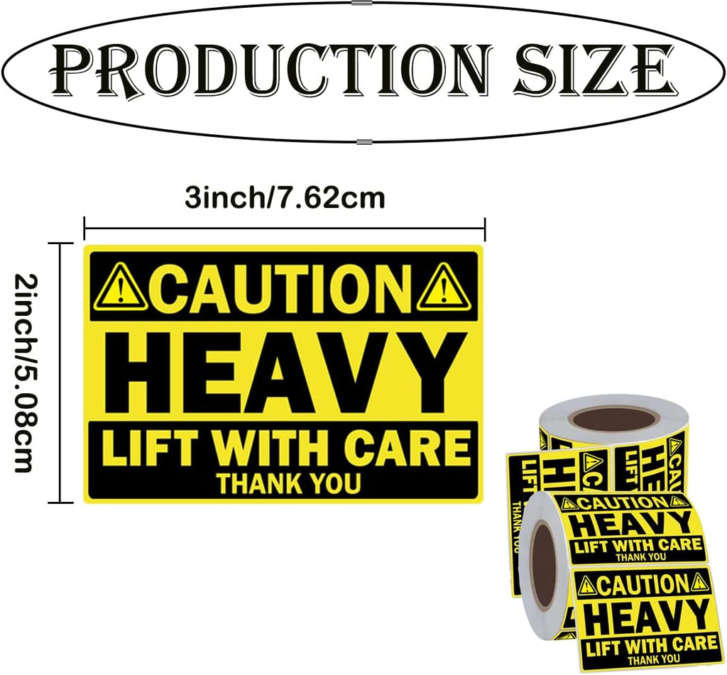 2 x 3Inch Caution Heavy Shipping Stickers,200Pcs Caution Heavy Labels