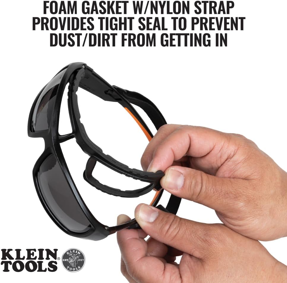 60471 Safety Glasses, ANSI Z87.1+ Pro Full Frame Gasket Safety Glasses, Gray Lens, UV Protection, Anti-Fog, Scratch