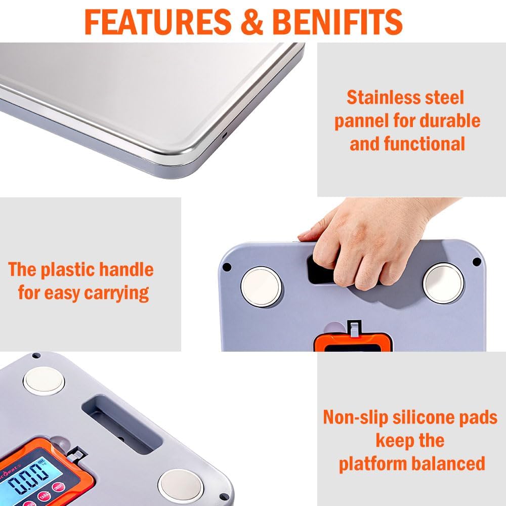 Digital Postal Scale for Packages, Shipping Scale for Small Business, Package Scale with Tare & Hold, Large Platform