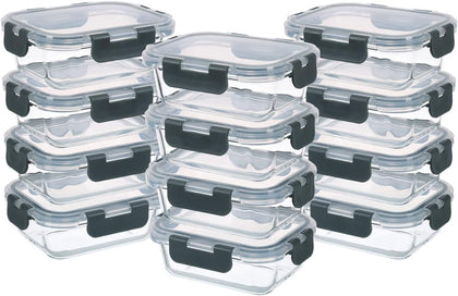 24-Piece Small Glass Food Storage Containers with Lids Airtight, 1.5 Cup Meal Prep Containers Set
