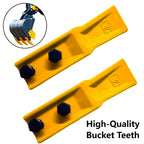 2-Piece AGT Excavator Tooth-Type Skid Steer Loader Backhoe with Pins, Mini Trenching Excavator Parts（USA Stock）