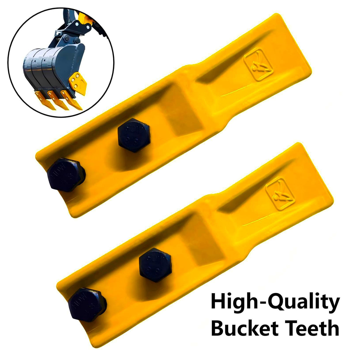 2-Piece AGT Excavator Tooth-Type Skid Steer Loader Backhoe with Pins, Mini Trenching Excavator Parts（USA Stock）