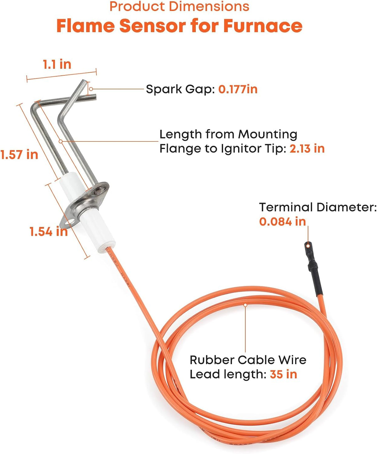 Stanbroil 62-24164-01 Flame Sensor Igniter Sensing Rod for Rheem Furnace