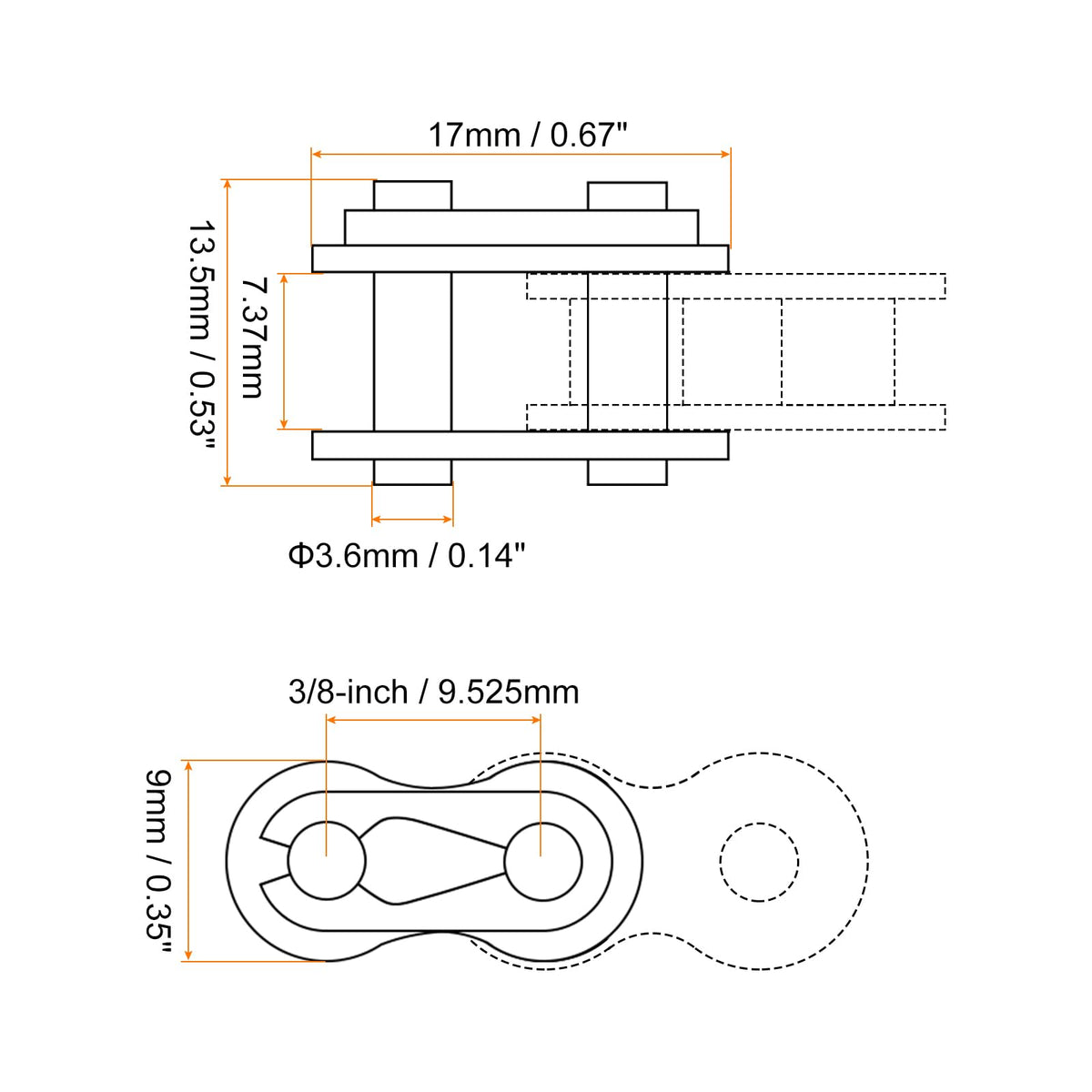 uxcell 10Pcs #35 Chain Master Connector Link Roller 3/8" Pitch Stainless Steel Standard Connecting Split Links for 06C Chain