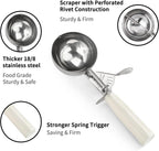 Portion Scoop - Disher, Cookie Scoop, Food Scoop - Portion Control - 18/8 Stainless Steel, Milk White Handle (#10 / 3oz)