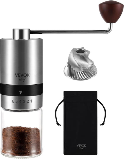 Manual Coffee Grinder Stainless Steel Burr Grinder 6 External Adjustable Setting Vintage Hand Coffee Grinder Portable