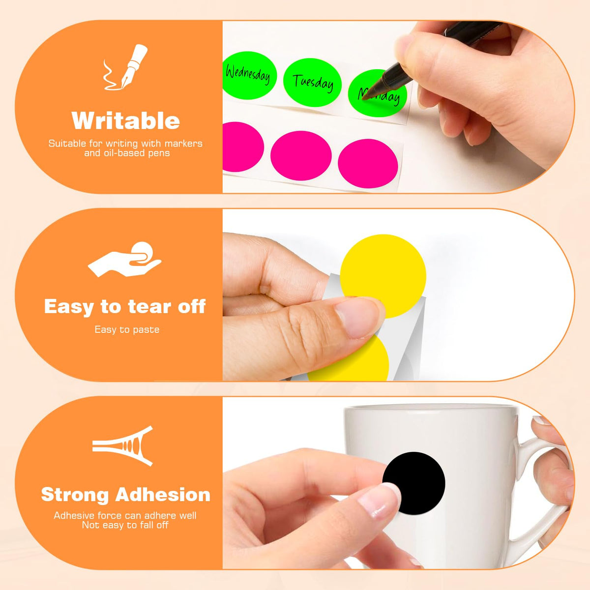 1 Inch 10 Colored Dot Stickers, 5000PCS Round Sticker Label Dots