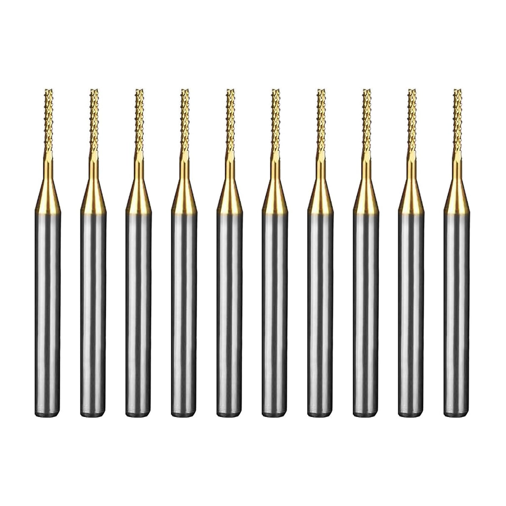 Tools 10Pcs 1.0mm TiN Coating Solid Carbide End Mill Engraving Milling Cutter CNC Router Bits for PCB Machine, 1/8" Shank 1BOX