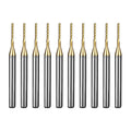 Tools 10Pcs 1.0mm TiN Coating Solid Carbide End Mill Engraving Milling Cutter CNC Router Bits for PCB Machine, 1/8" Shank 1BOX