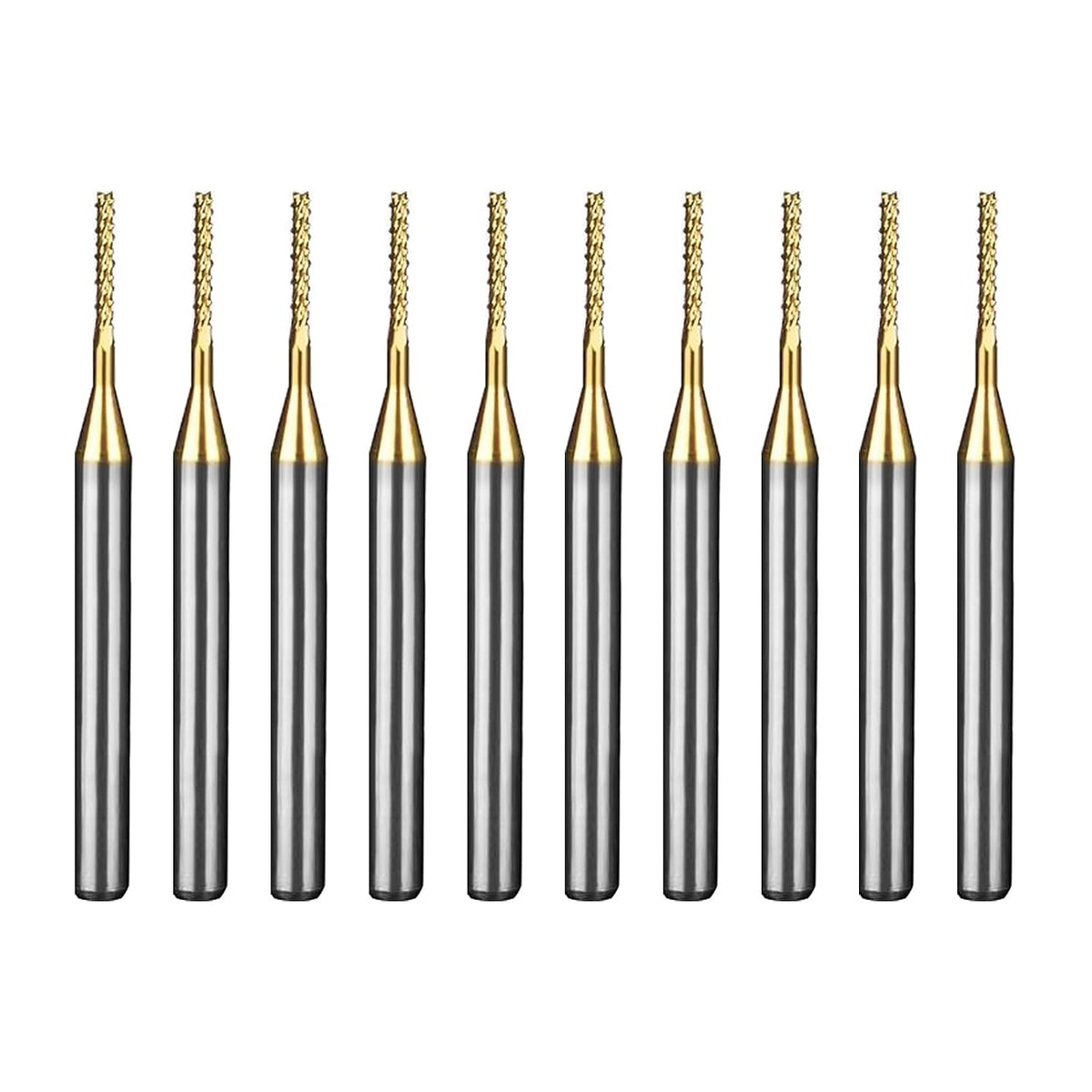 Tools 10Pcs 1.0mm TiN Coating Solid Carbide End Mill Engraving Milling Cutter CNC Router Bits for PCB Machine, 1/8" Shank 1BOX