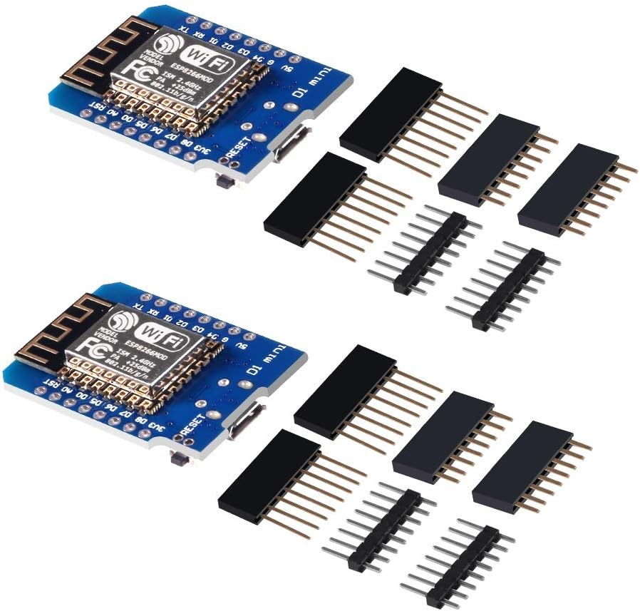 WLAN WiFi Internet Development Board D1 Mini NodeMcu Lua 4M Bytes Development Module Base on ESP8266 ESP-12F for Arduino Compatible with WeMos D1 Mini (2PCS)