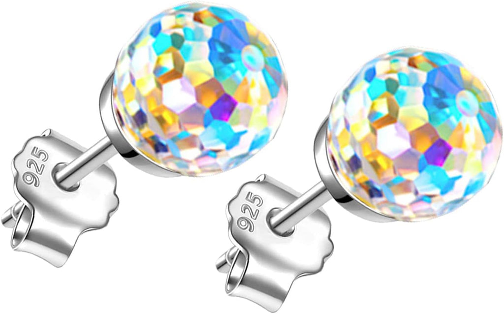 Crystal Earrings for Women 8MM Disco Ball Earrings Iridescent Earrings | austrian crystal earrings disco ball