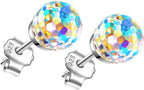 Crystal Earrings for Women 8MM Disco Ball Earrings Iridescent Earrings | austrian crystal earrings disco ball