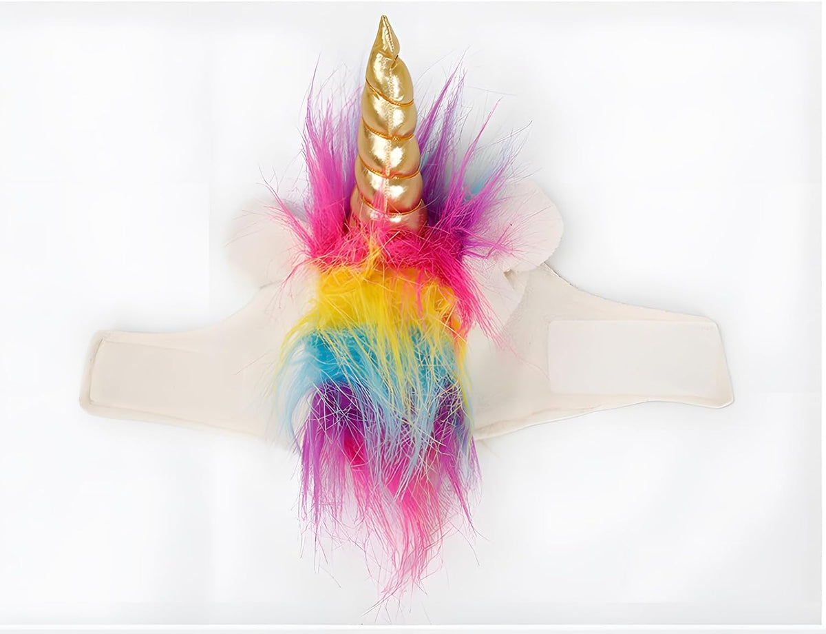 Cat Unicorn Hat with Ear Hole for Small Dogs Puppy, Cat Costume Accessory for Halloween, Cosplay Mane Cap (with Ear