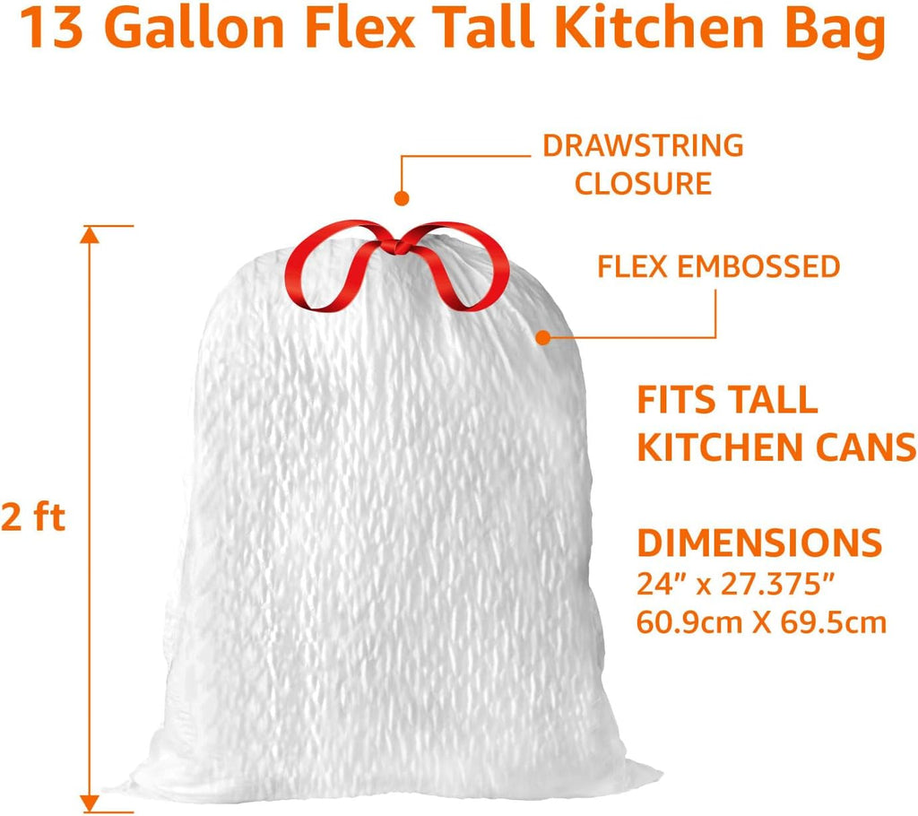 Ultra-Force Tall Kitchen Drawstring Trash Bags, Classic Clean Scented, 13 Gallon, 80 Count with Odor Control