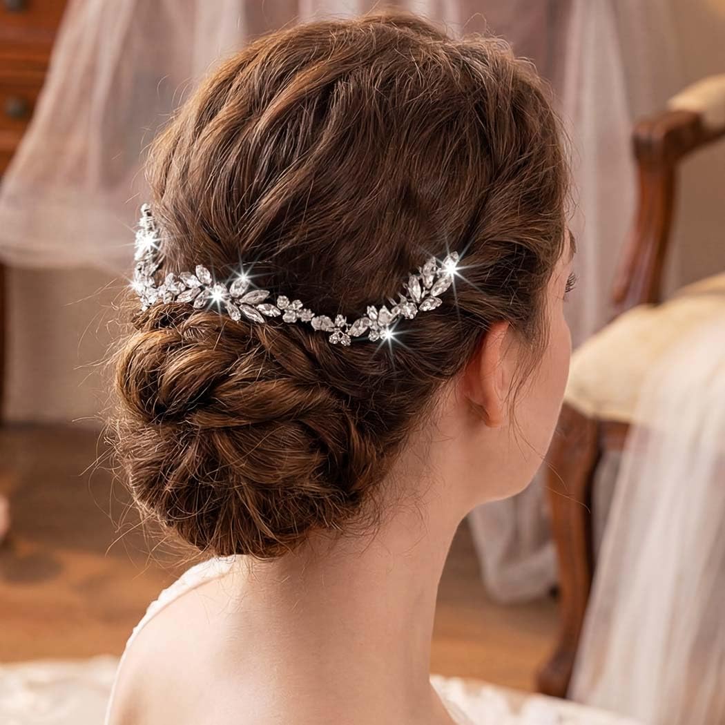 Wedding Crystal Hair Combs Bridal Headpieces Wedding Hair Accessories for Brides (Silver)