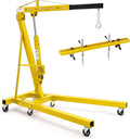 2 Ton Folding Hydraulic Engine Hoist with 59" Load Leveler Yellow