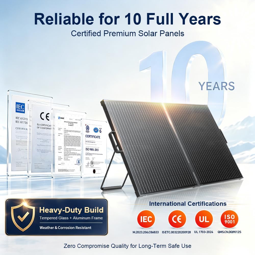 100W Foldable Solar Panel Suitcase with 10A Controller, Gray | Folds to 19.3 x 23.8 in and weighs 10.1 lb; waterproof