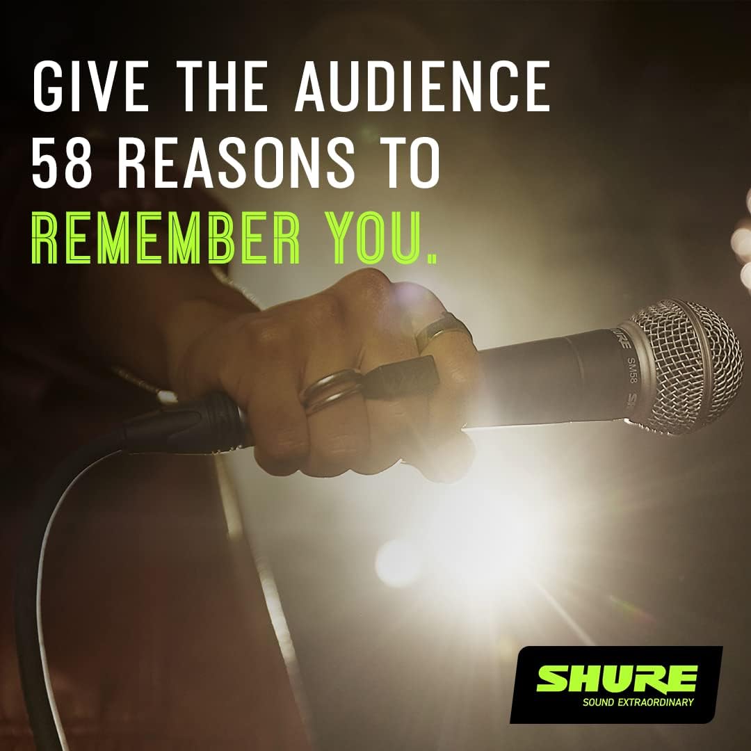 SM58 Pro XLR Dynamic Vocal Microphone | Cardioid dynamic vocal mic for studio and live performance, podcasting and