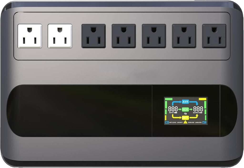 1000VA 500W Offline UPS LCD Battery Backup and Surge Protector for Computer | Gitroso GF1000 Offline Uninterruptible