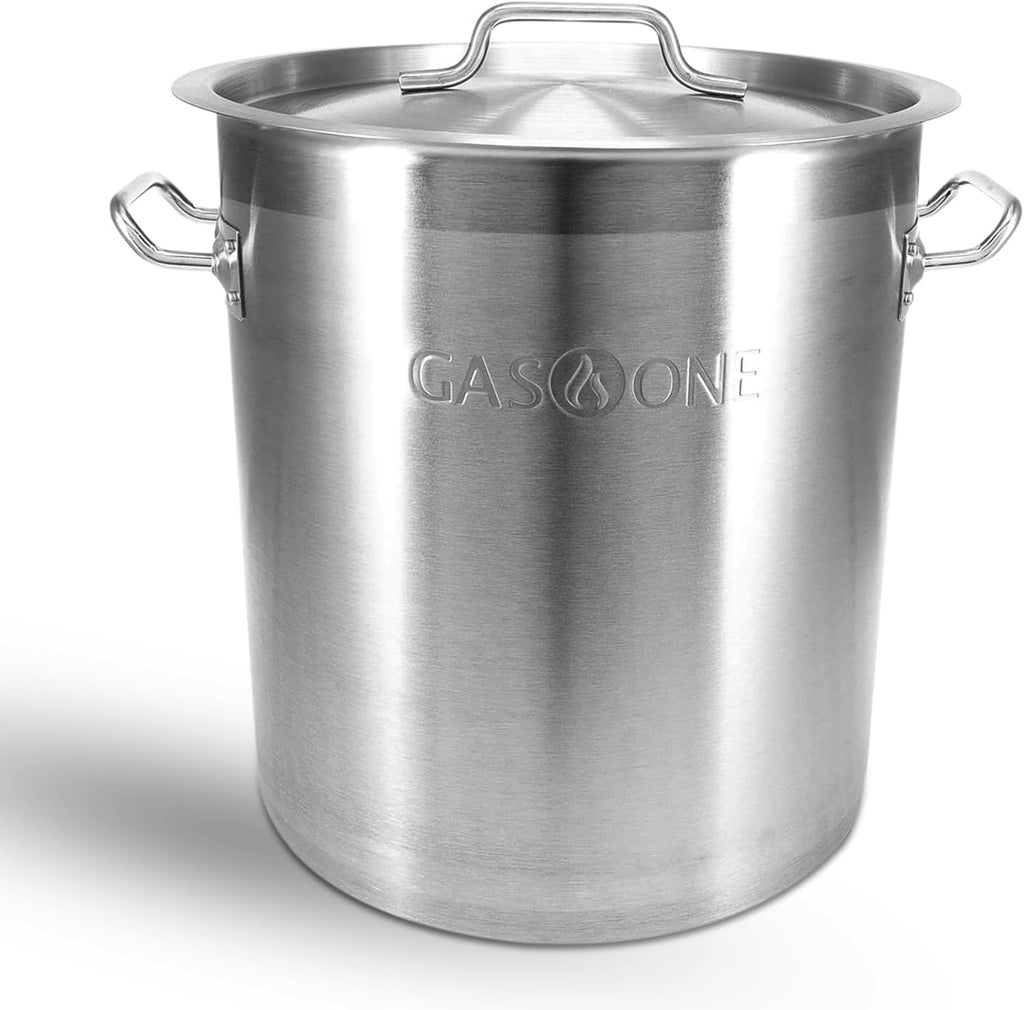 GasOne Stainless Steel Stockpot – 20qt Stock Pot with Lid and Capsule Tri-Ply Bottom – Heavy-Duty Cooking Pot for