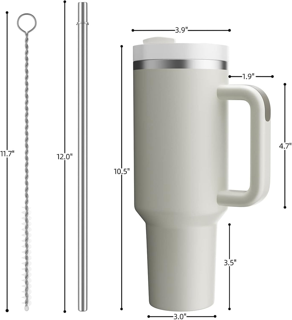 40 oz Tumbler with Handle and Straw,Reusable Vacuum Quencher Tumbler with Lid,Stainless Steel Insulated Travel