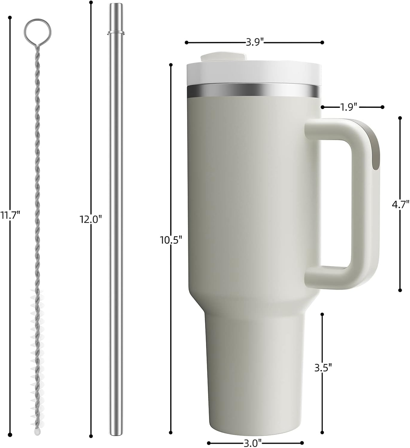 40 oz Tumbler with Handle and Straw,Reusable Vacuum Quencher Tumbler with Lid,Stainless Steel Insulated Travel