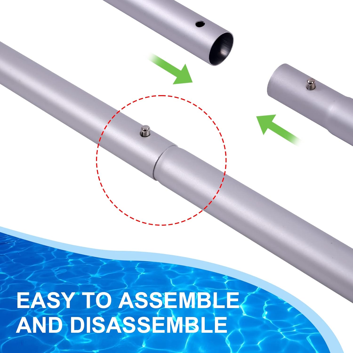 Pool Pole - 10.5 Foot Anodized Aluminum Extension Cleaning Poles