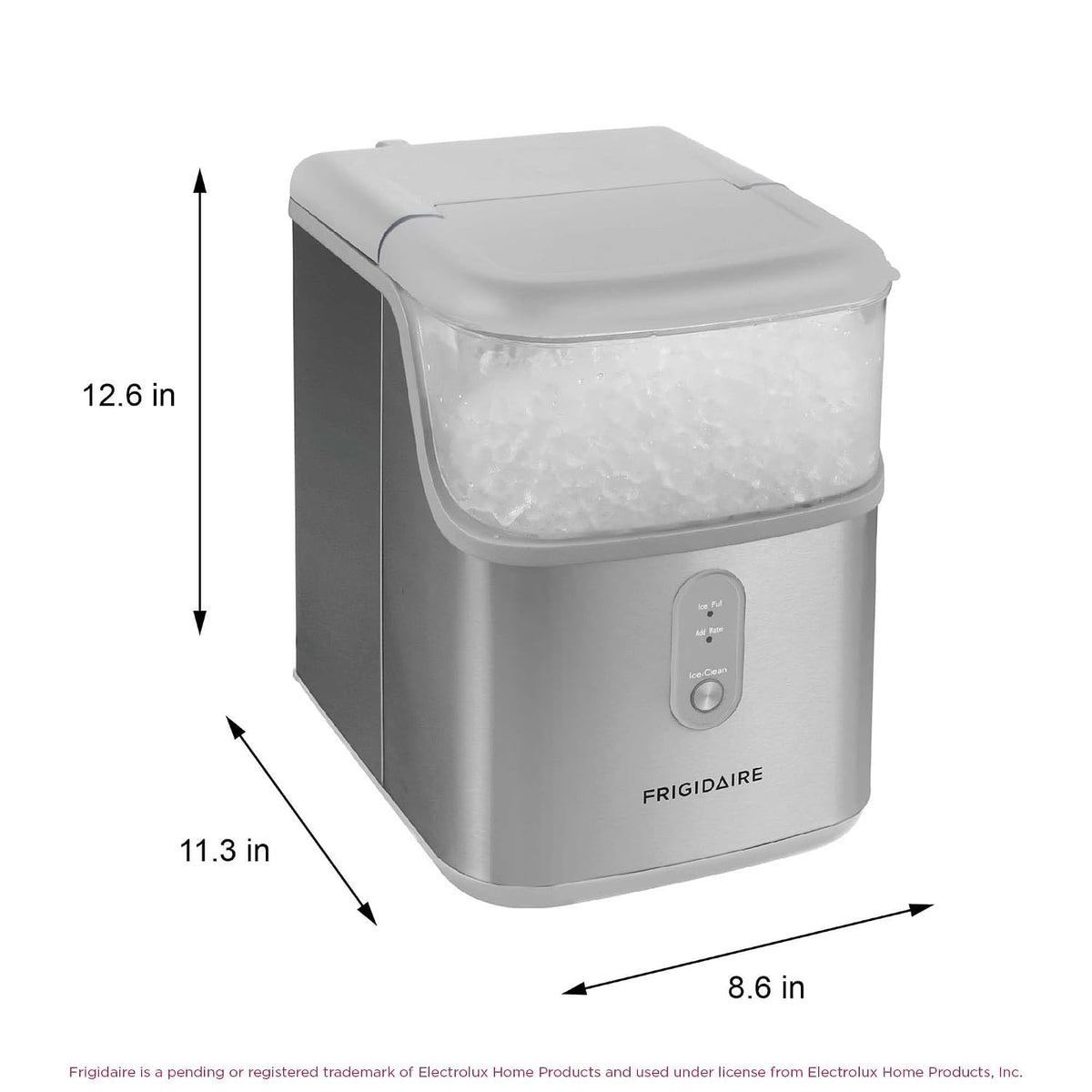 Countertop Crunchy Chewable Nugget Ice Maker, Compact, 33lbs per Day, Metallic Finish