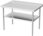 Stainless Steel Table for Prep & Work, 30x48 in, Metal Commercial Heavy Duty Table with Backsplash and Adjustable