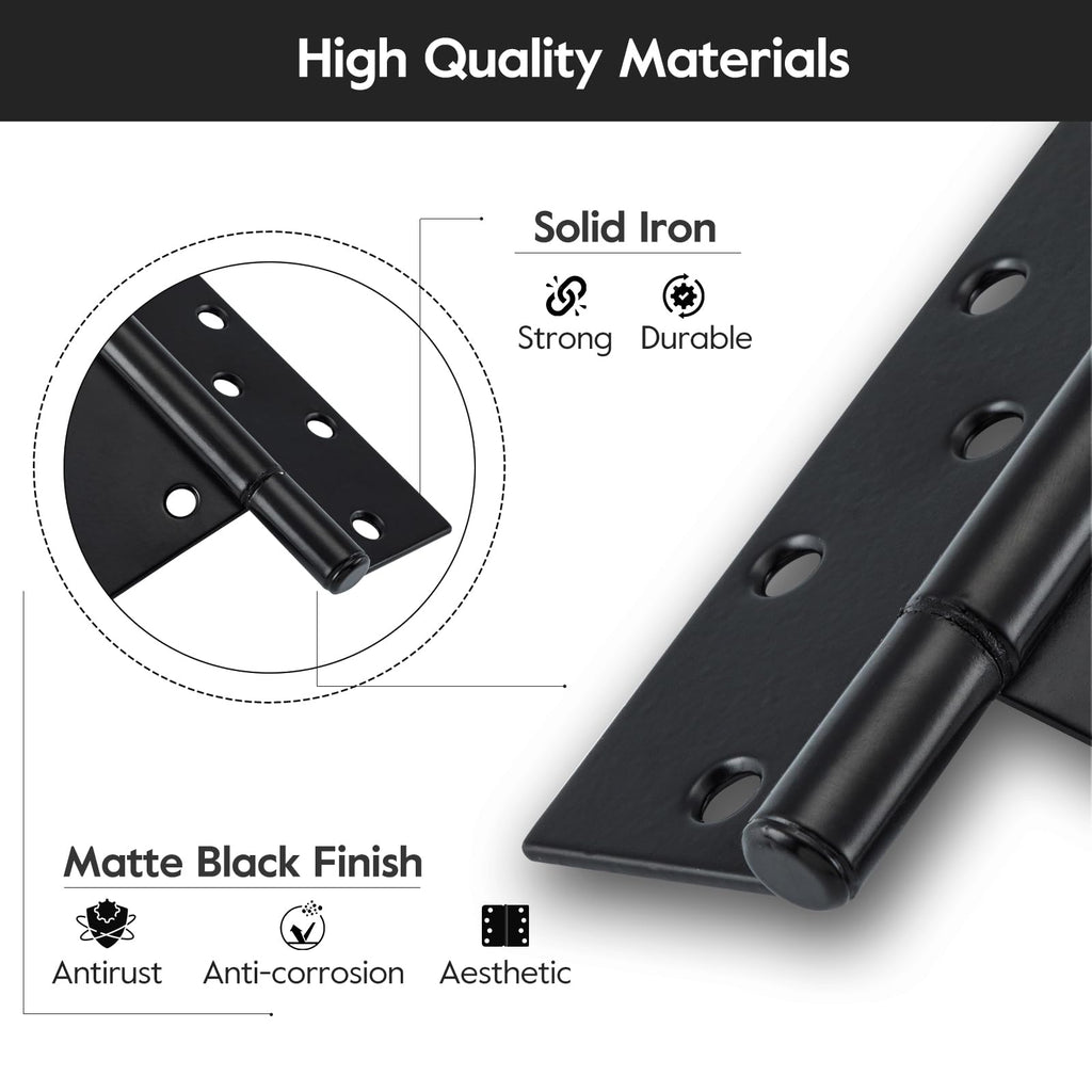 10" Heavy Duty Gate Hinges, 2 Pack T Strap Hinges